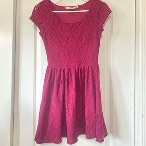 Lauren Conrad maroon lace aline dress size XS